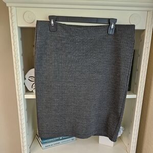 LOFT Gray Knee-Length Herringbone Pull On Pencil Skirt for Work
